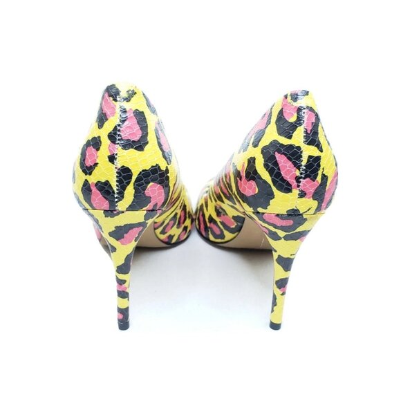 Vince Camuto Treesha Womens Pumps Yellow Pink Leopard Snake Print Size 5.5M - Picture 4 of 9